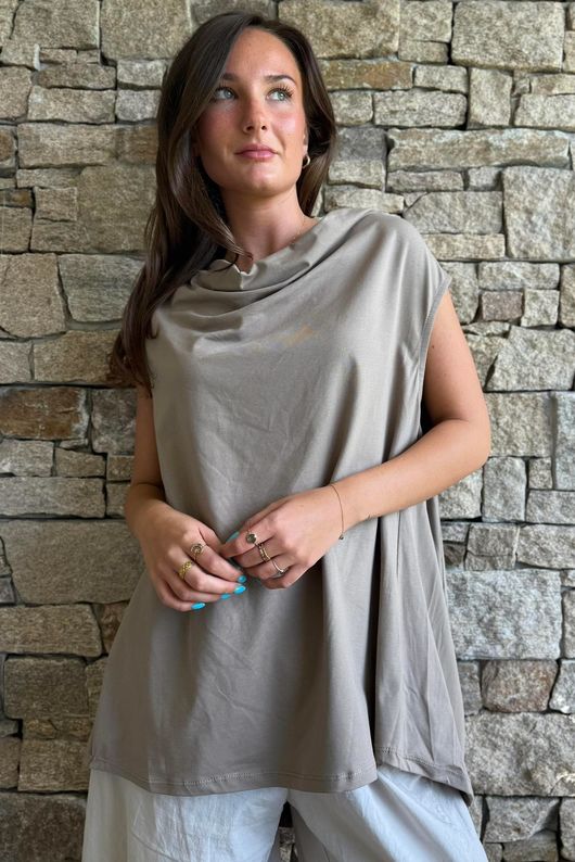 Oscar Drape Trapeze Tank Mocha